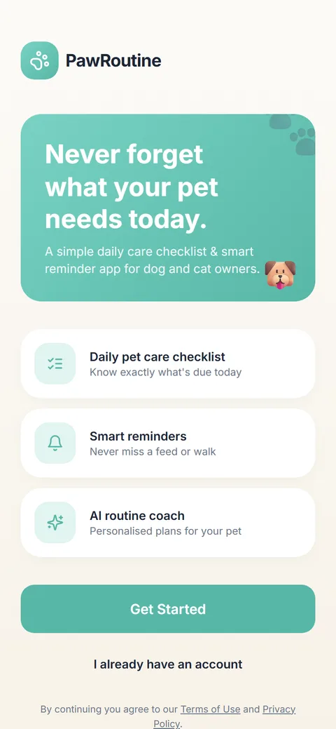 PawRoutine app screenshot