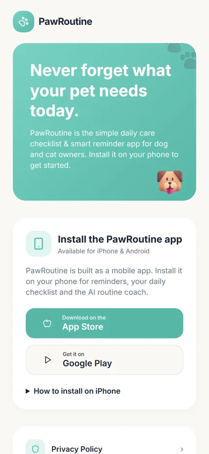 PawRoutine screenshot